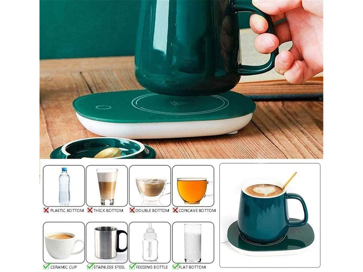 Winter Electric Mug Beverage Warmer Set w/Spoon Cup Heater for